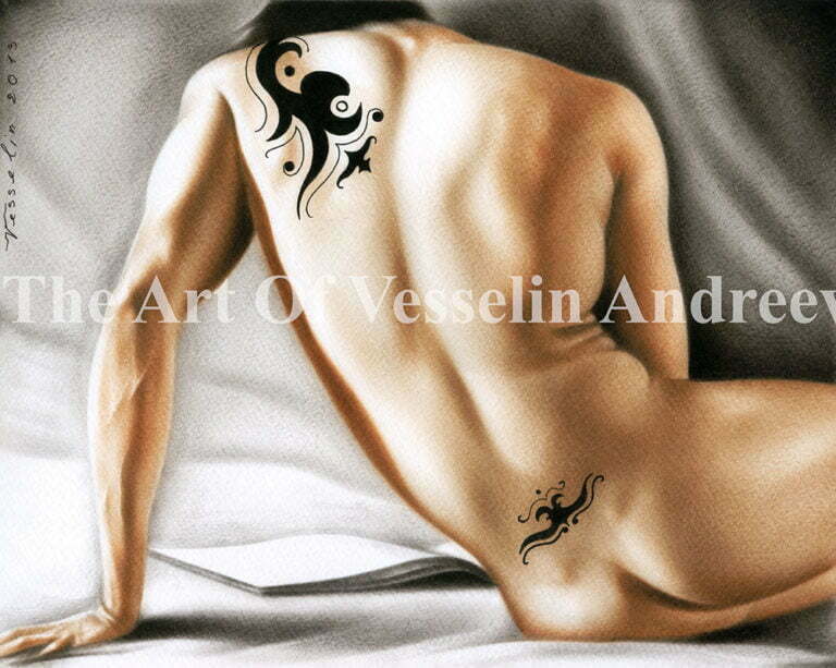 Print Of Original Male Nude Oil Painting Naked Man Reading A Book Nudity Art Drawing Picture