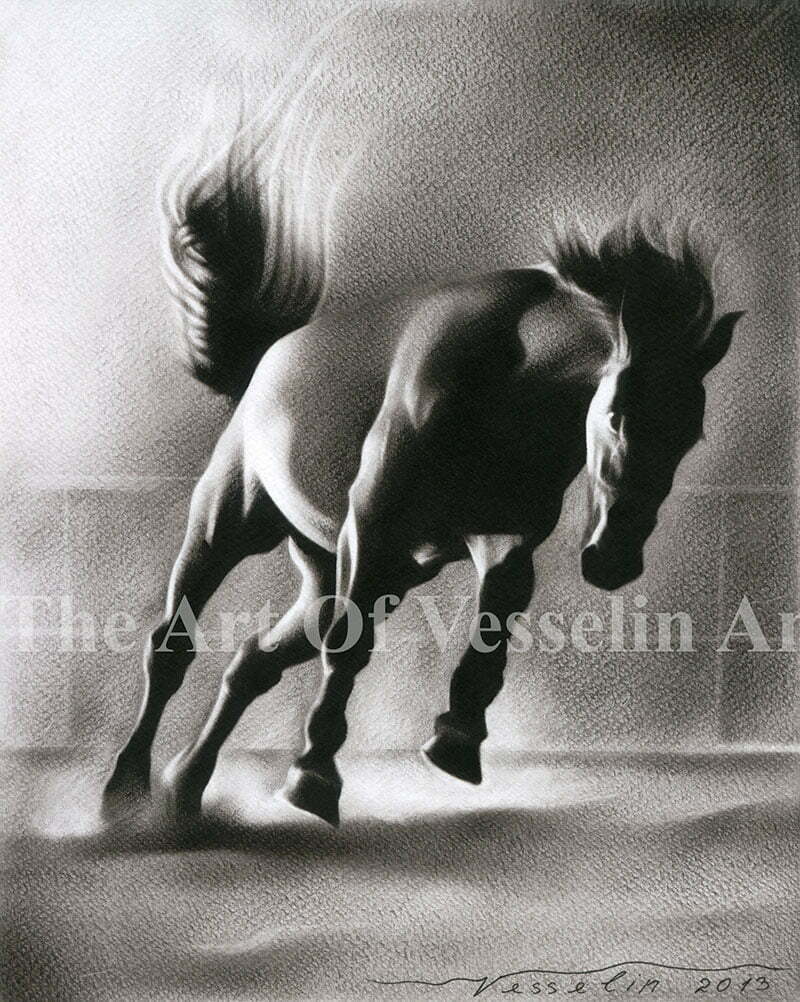 An authentic print of an original oil painting of horse titled 'Beauty'.
