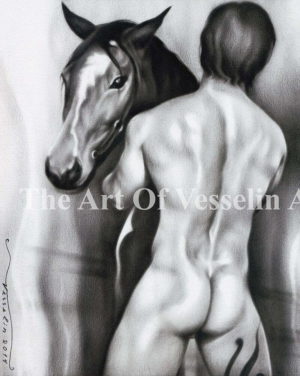 An authentic print of an original male nude oil painting titled 'Love'.