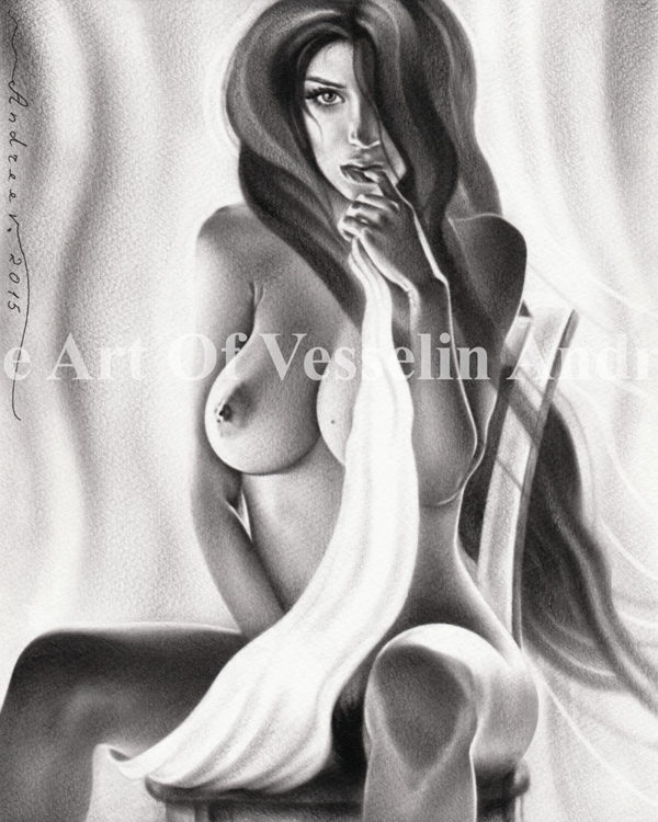 An authentic print of an original female nude oil painting titled 'Amazing Woman'.