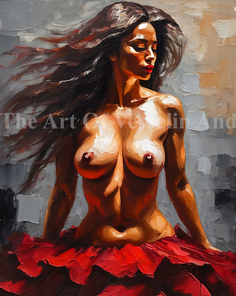 An authentic print of a female nude oil painting titled 'Untitled'.