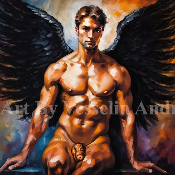 An authentic print of a male painting titled 'Angel'.