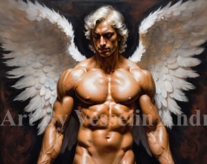 An authentic print of a male painting titled 'Angel'.