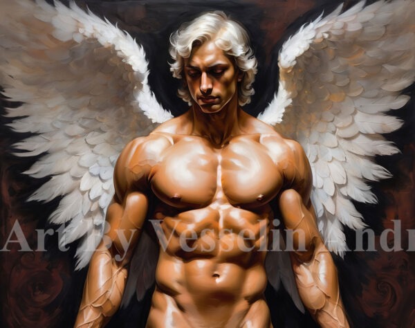 An authentic print of a male painting titled 'Angel'.